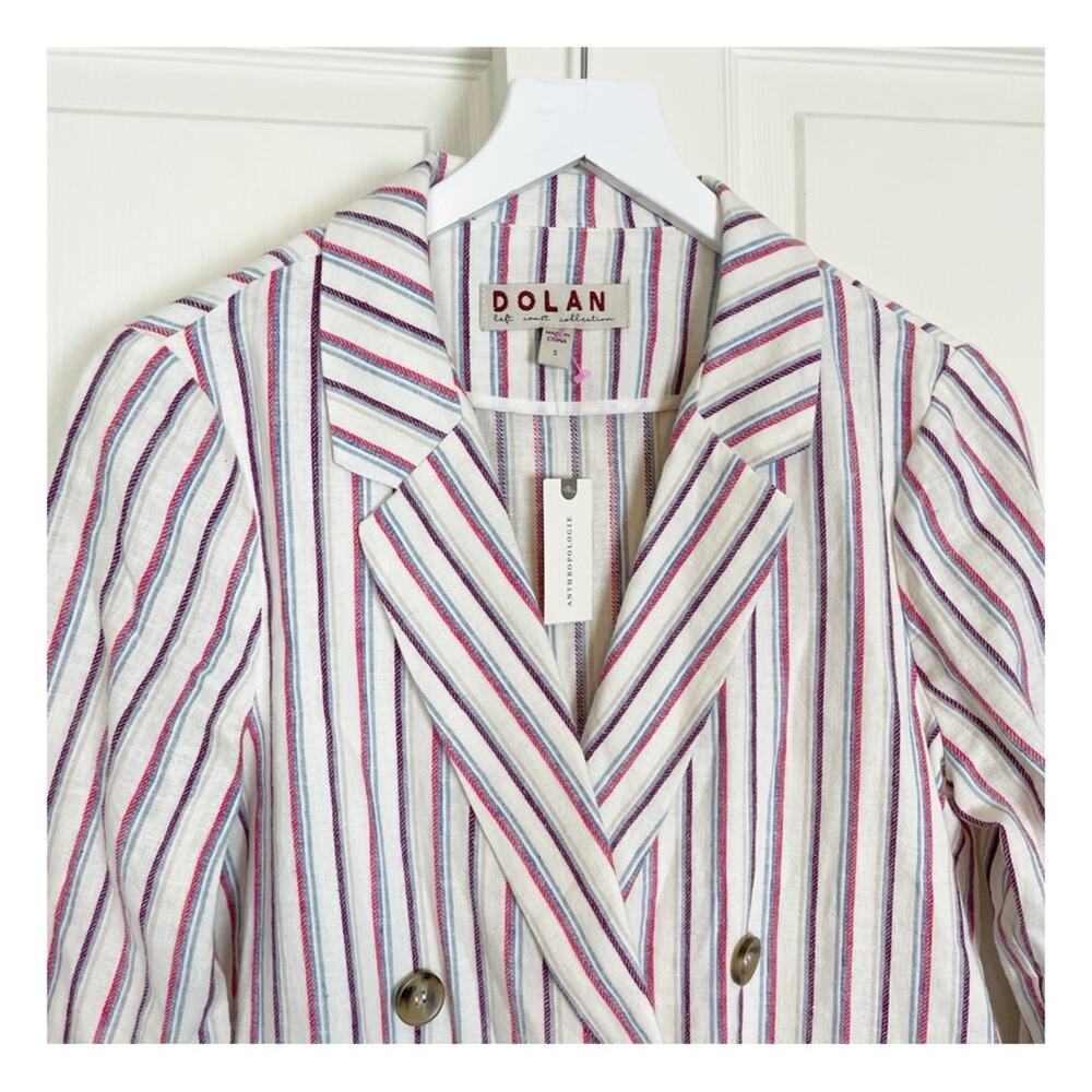 DOLAN x Anthropologie Anna Striped Double Breasted Linen Cotton Blazer NWT Sz S - Picture 3 of 11